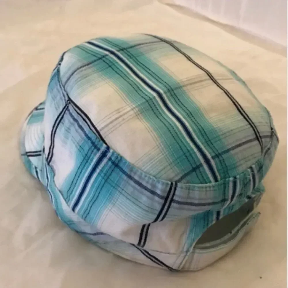 Caribbean Side Cancun Mexico Aqua Blue Plaid Hat